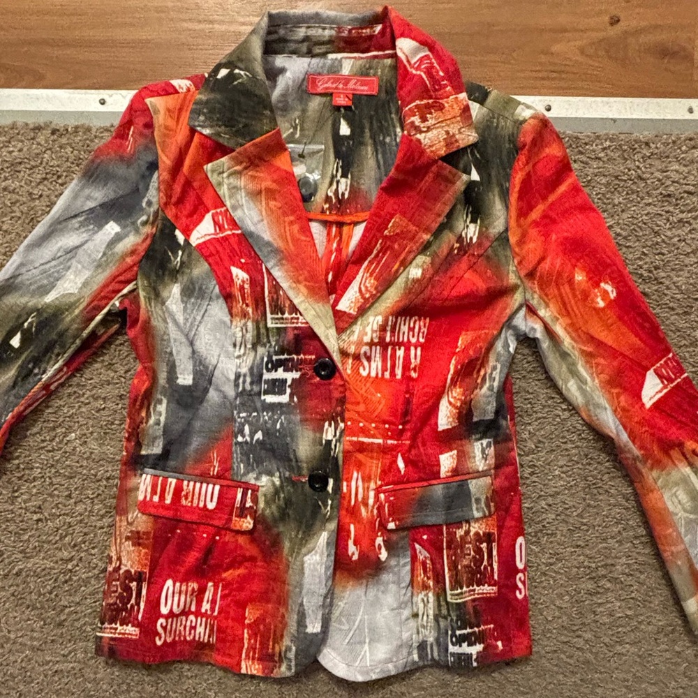 Gabrilla Molinari NWOT Women's 6 Multicolor Blazer Button Up Sleeves Never Worn - Picture 8 of 12